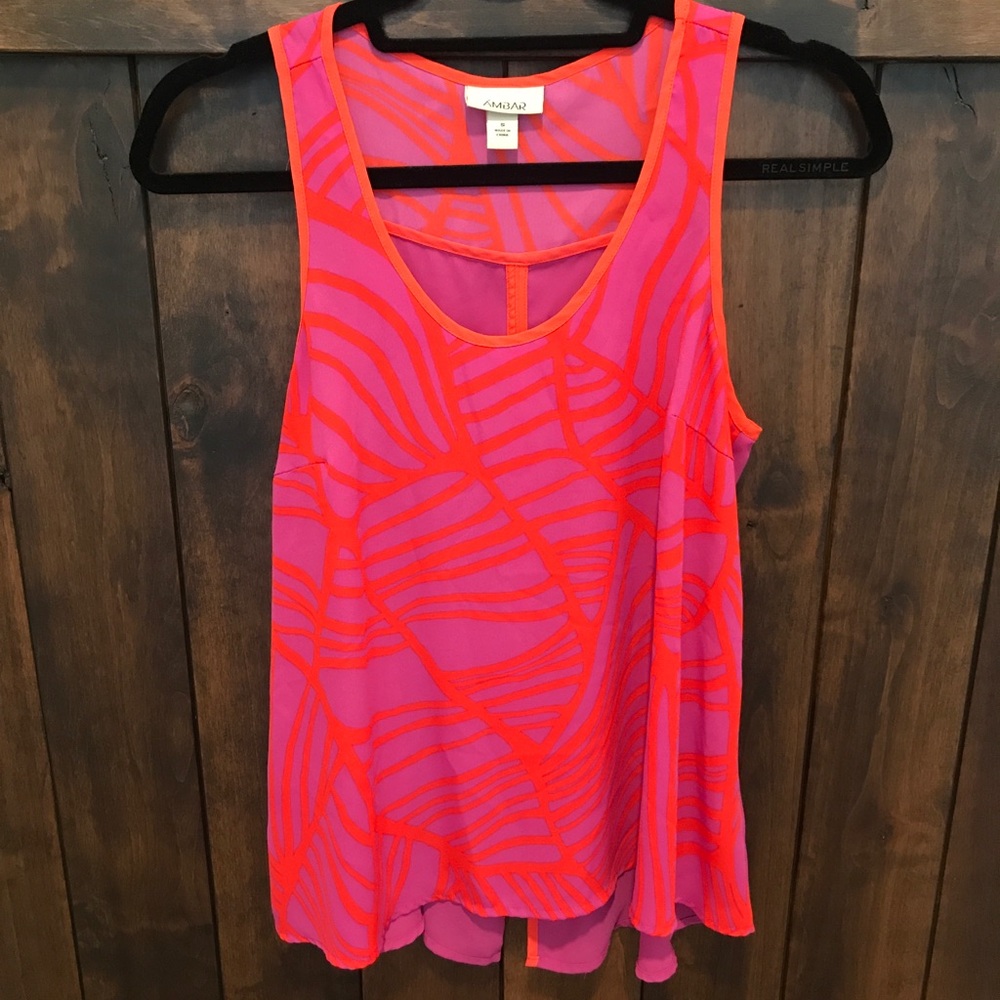 Ámbar by Target orange and pink sleeveless blouse